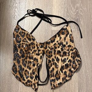 Leopard Sequin Halter Top